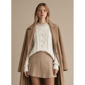 NEW Winter White Cable Knit Bow Coquette Sweater Oversized Small Balletcore